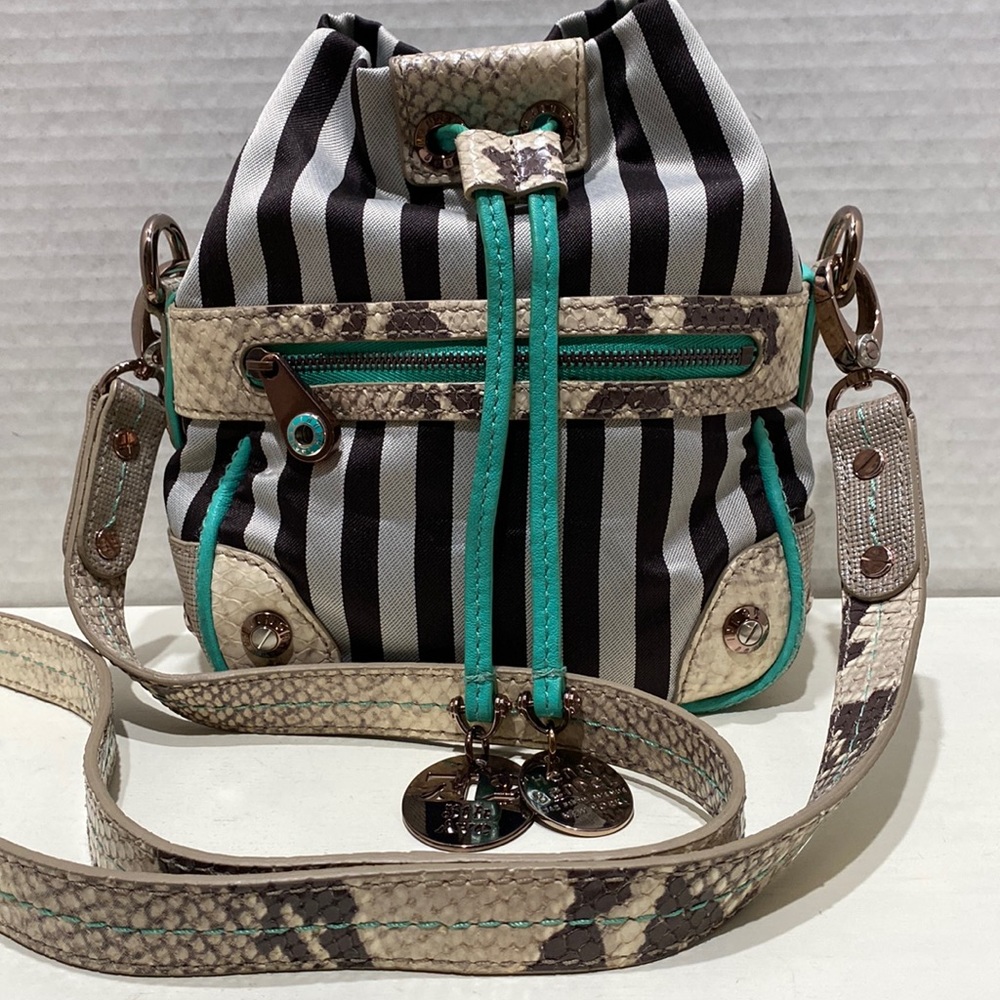 HENRI BENDEL Small “Centennial Stripe Satin” Crossbody Bag